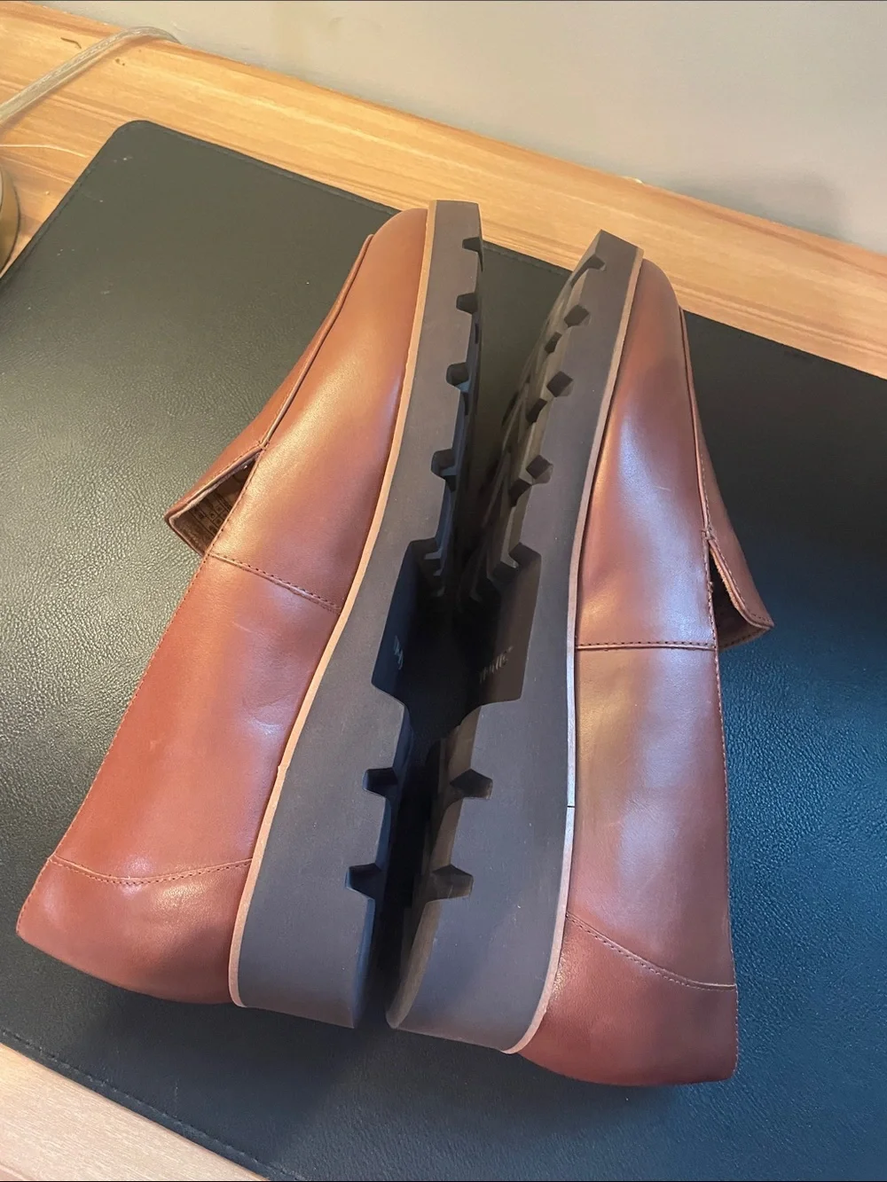 Vionic Chestnut Brown Leather Lug Sole Loafers - Picture 5 of 8